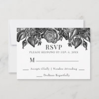 Roses noires et blanches Mariage RSVP