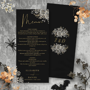 Roses Noires Et Dorées Menu Floral De Mariage Goth