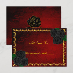 Roses noirs gothiques sang rouge Mariage Carte Pla