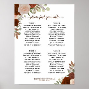 Roses orange rouille 4 Mariage de table Tableau de