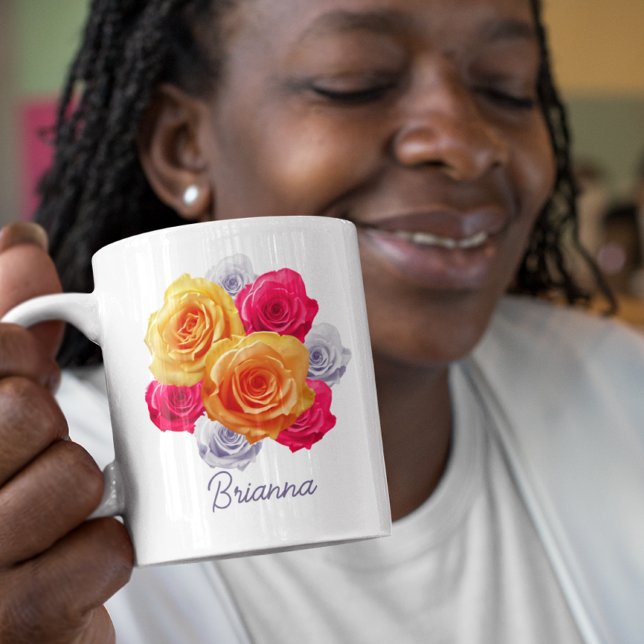 Roses Personnalisés En Fleur Motif Mug (Créateur téléchargé)