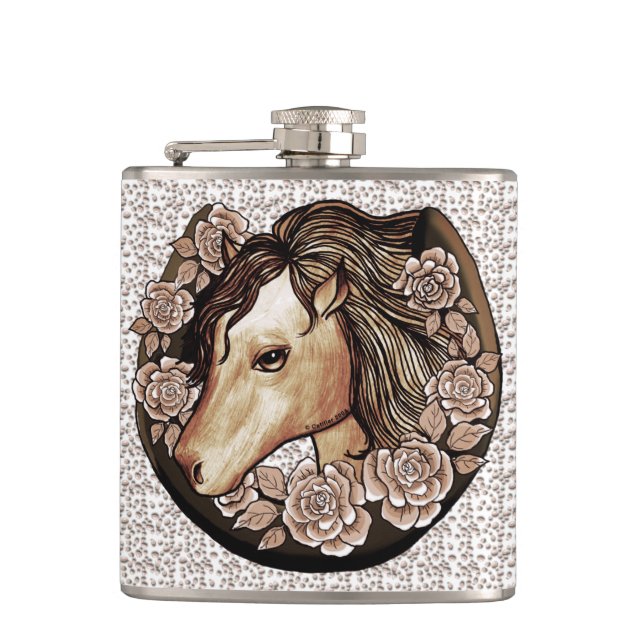Roses Pferd  Flasche  Flachmann (Vorderseite)