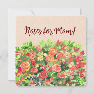 Roses pour maman, carte plat