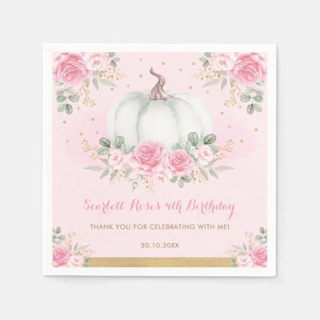 Roses Pumpkin Birthday Baby Duwer Favoriten Serviette (Vorderseite)