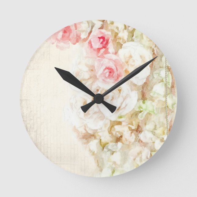 Roses Ribbons and Lace Runde Wanduhr (Vorderseite)