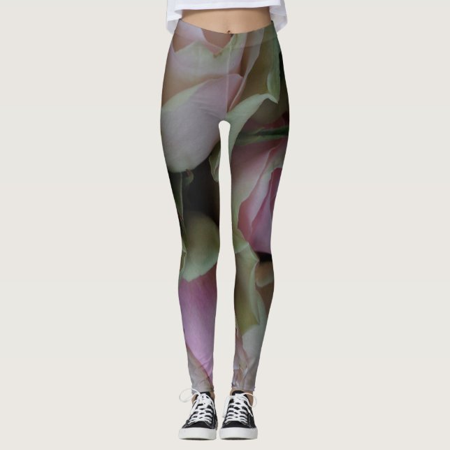 Roses romantiques Fleurs roses Leggings floraux (Devant)