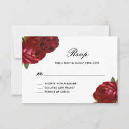 Roses romantiques rouges avec rayures Cartes RSVP