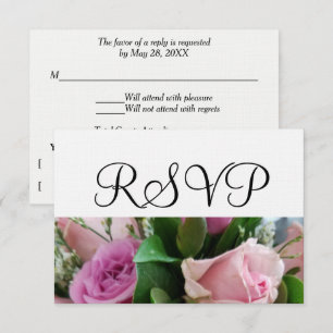 Roses rose douce Mariage blanc RSVP