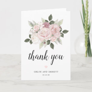 Roses rose pâle Carte de remerciements Mariage flo
