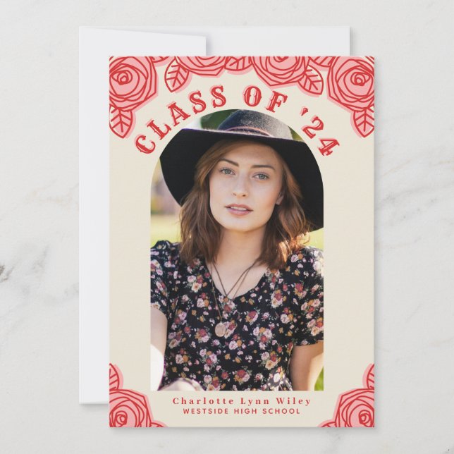 Roses roses Arch Photo Graduation Party Invitation (Devant)