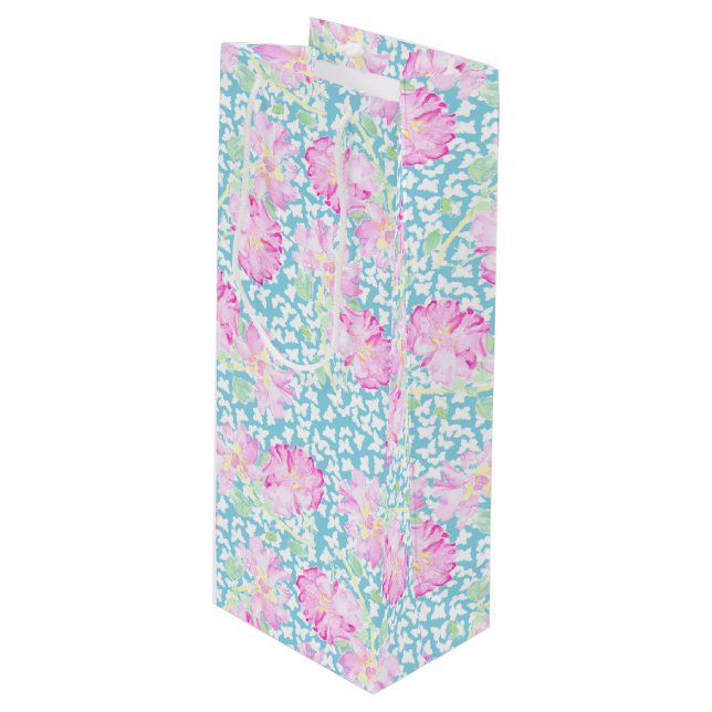 Roses roses blanches Papillons sur Bleu Vin Sac ca (Devant Angle)