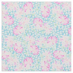 Roses roses blanches Papillons sur le tissu bleu c