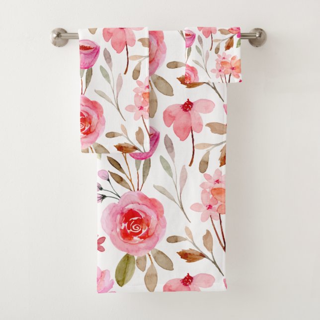 Roses Roses Bloral Girl Muster Badhandtuch Set (Insitu)