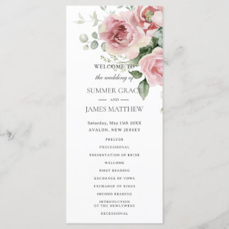 Roses Roses Blumengrün Hochzeit Programm