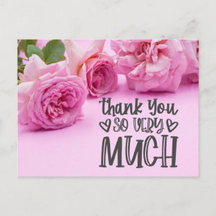Roses roses Carte de remerciements sur arrière - p