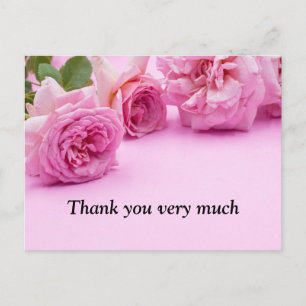 Roses roses Carte de remerciements sur arrière - p