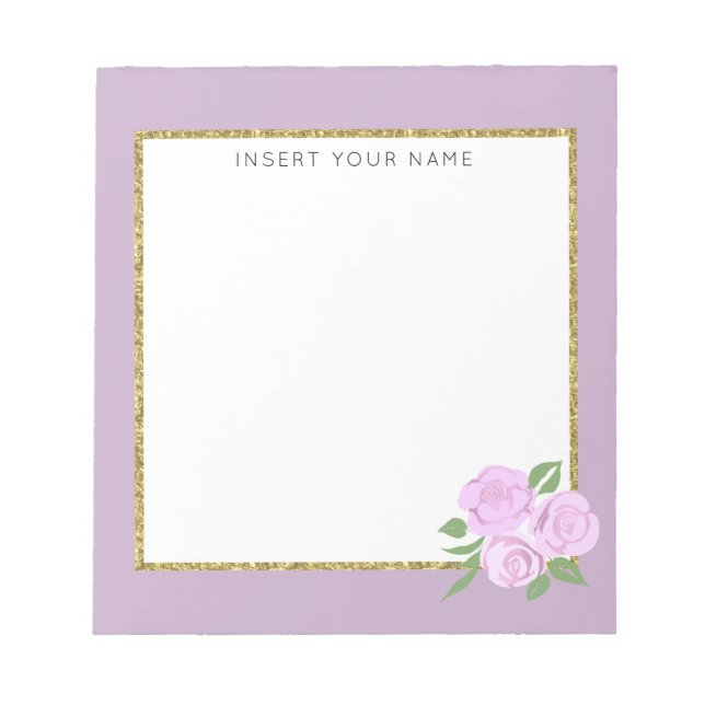 Roses roses et Lilac Bloc-notes personnalisé 5,5 p (Devant)