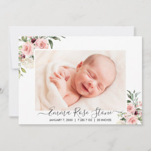 Roses roses faire-part de naissance Cartes photos