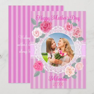 Roses roses joyeuses Carte de fête des mères