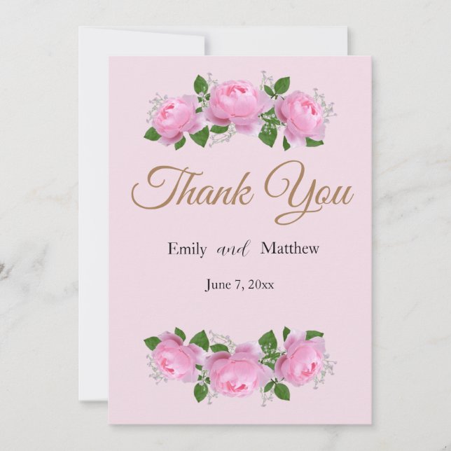 Roses roses parfumées, Merci Mariage, (Devant)