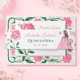 Roses Roses Princess Butterfly Quinceañera Einladungsbanderole