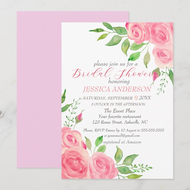 Roses roses rose Floral Bridal Show Invitation (Devant / Derrière)