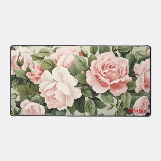 Roses roses rose personnalisées Pot de bureau fleu (Recto)