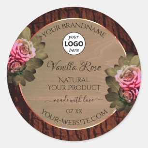 Roses roses roses florales Étiquettes Logo de grai