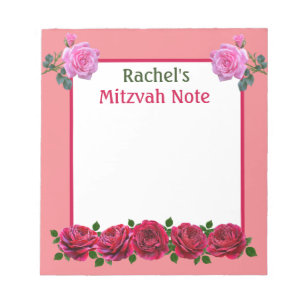 Roses roses roses Mitzvah Note Filles Bloc-notes