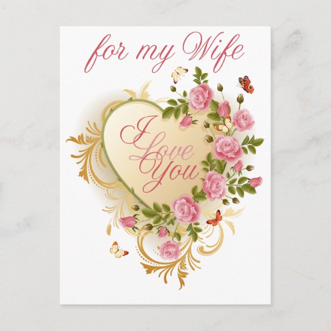 Roses roses roses pour femme Valentine carte posta (Devant)