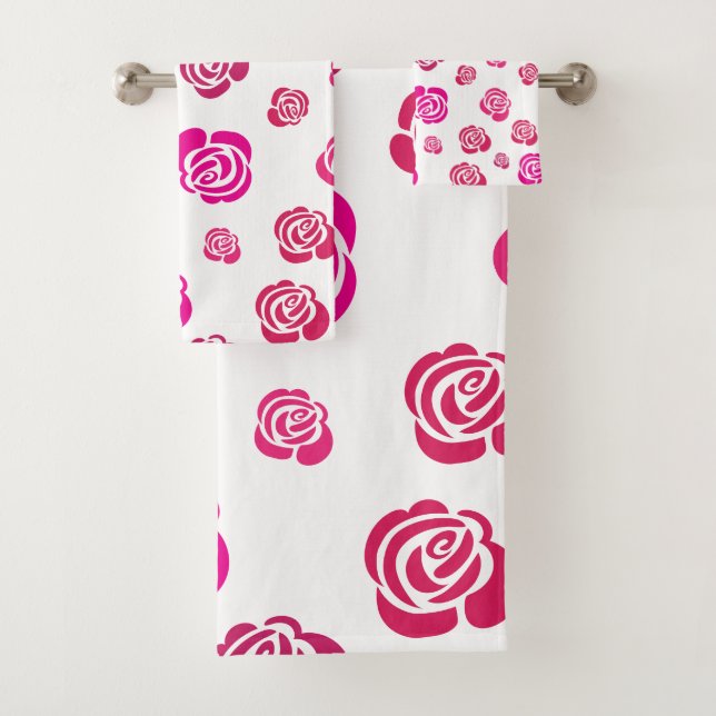 Roses roses rouges et magenta dans un Motif fleuri (En situation)