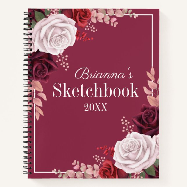 Roses roses rouges Votre nom Carnet carnet de croq (Devant)