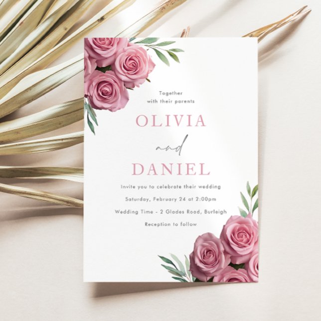 Roses Roses Sage Grüne Blätter Hochzeit Einladung (Von Creator hochgeladen)