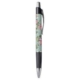 Roses roses sur Mint Stylo de jardin Vintage