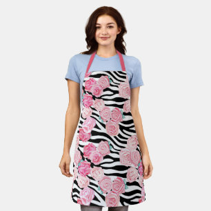Roses roses, Tiges, Tablier Floral, Polyester