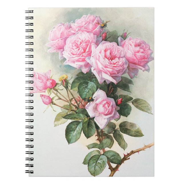 Roses roses vintages peignant le carnet (Devant)
