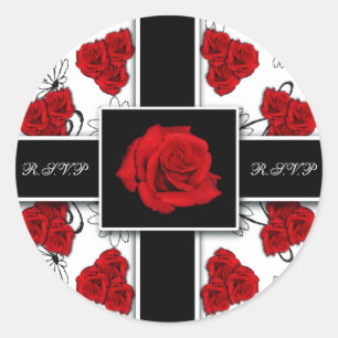 Roses rouges élégantes - autocollants rsvp mariage
