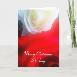 Roses rouges et blancs de carte de Noël romantique