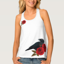 Roses rouges et corbeau noir Débardeur