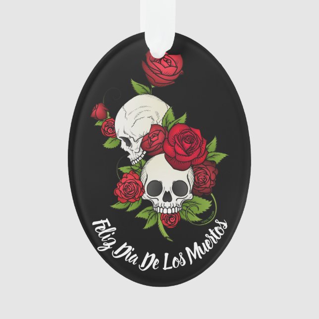 Roses rouges et crânes Joyeux Jour des Morts (devant)