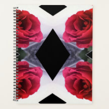 Roses rouges et diamants noirs Motif géométrique