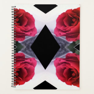Roses rouges et diamants noirs Motif géométrique