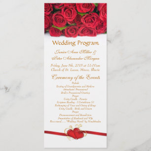 Roses rouges et programme de mariage de coeur
