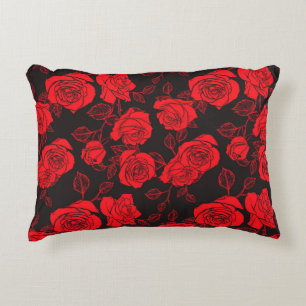 "Roses rouges" Floral Art Accent Coussin