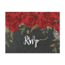 roses rouges floraux mariage rsvp carte postale