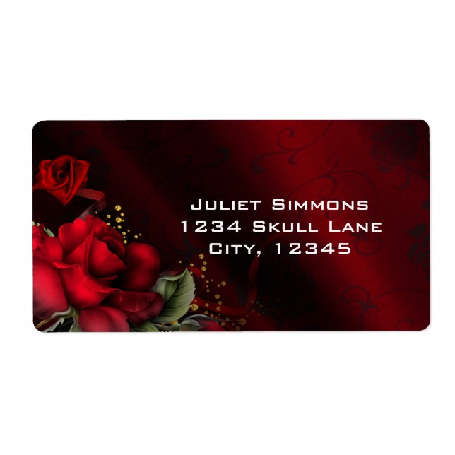 Roses rouges Gothique noir Étiquettes de adresse (Devant)