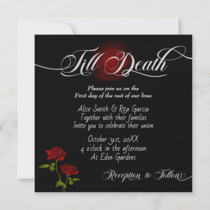Roses rouges gothiques et invitations noires de ma