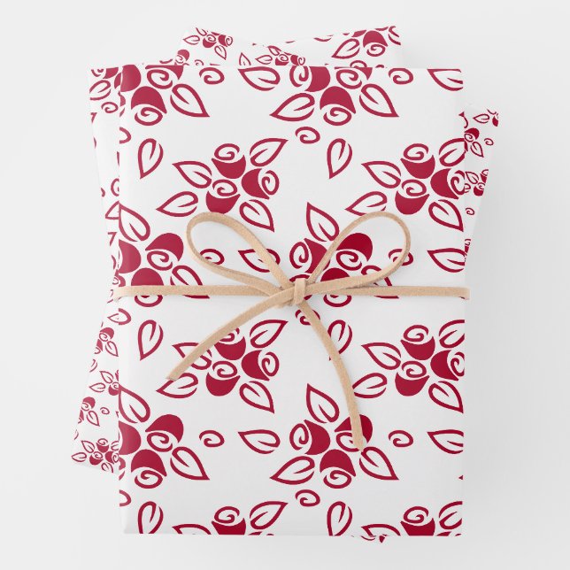 Roses rouges mignonnes Feuilles papier Motif d'env (En situation)