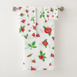 Roses Rouges Romantiques Motif Floral Bain Rétro T