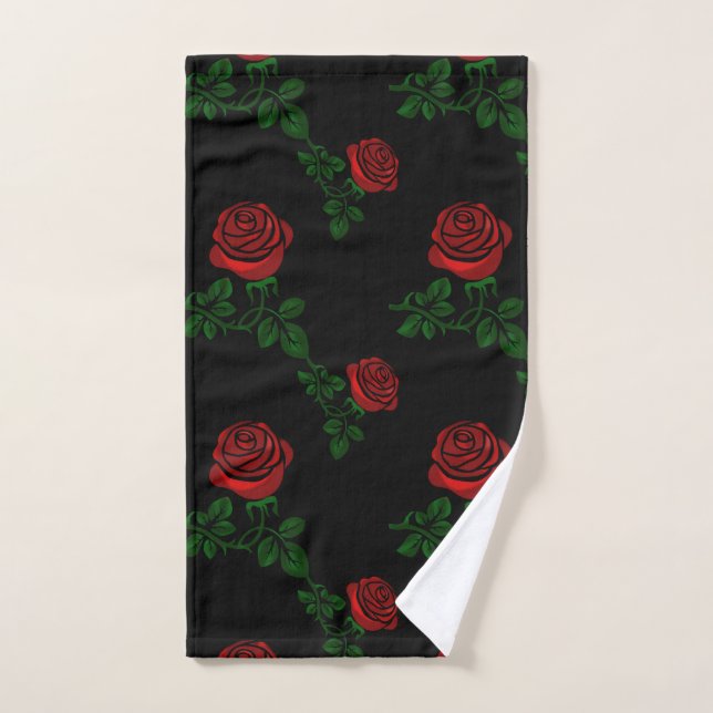 roses rouges sur arrière - plan noir (Serviette à main)